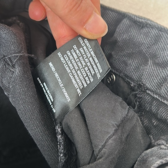 Stolen Girlfriends Club high rise taper black jeans with embossed leg sz XS - Picture 10 of 11